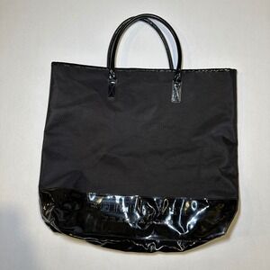 Burberry Fragrances Black Tote Bag Patent Leather Shopper Reusable Travel